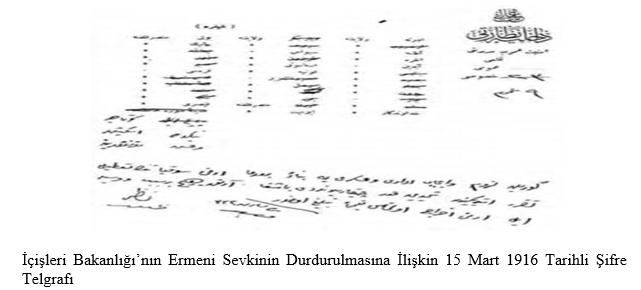 Dahiliye Nezareti şifre kalemi, şifre No:62/21(EK-30)
