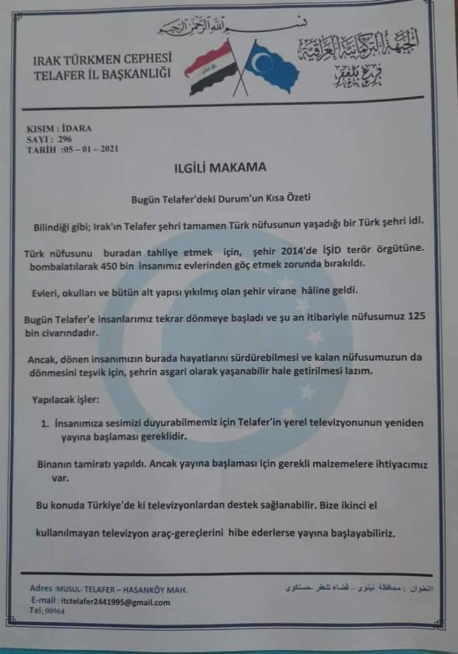 Telafer Türkmenleri yardım çağrısında bulundu